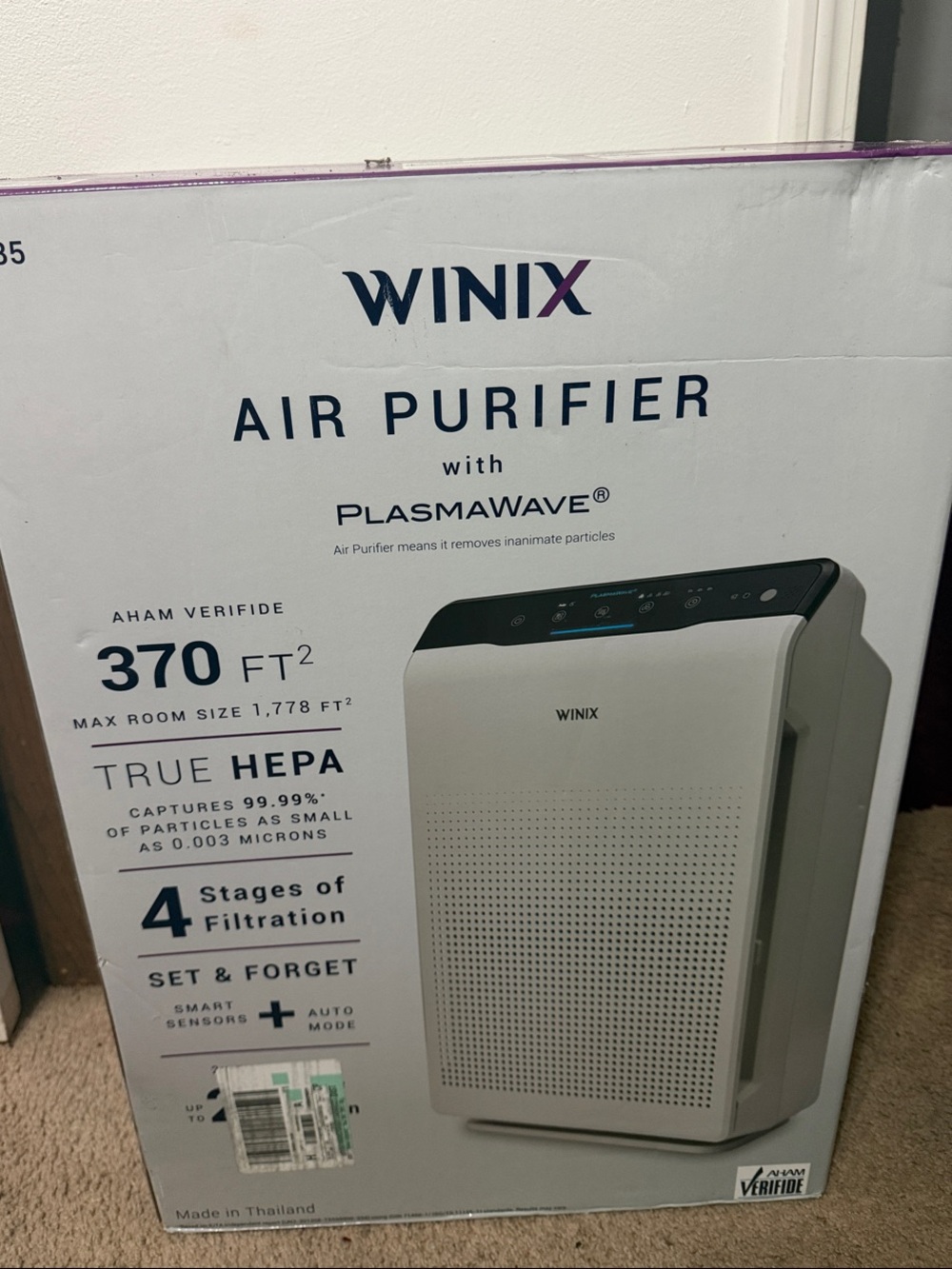 White Air Purifier with PlasmaWave - True HEPA Filtration